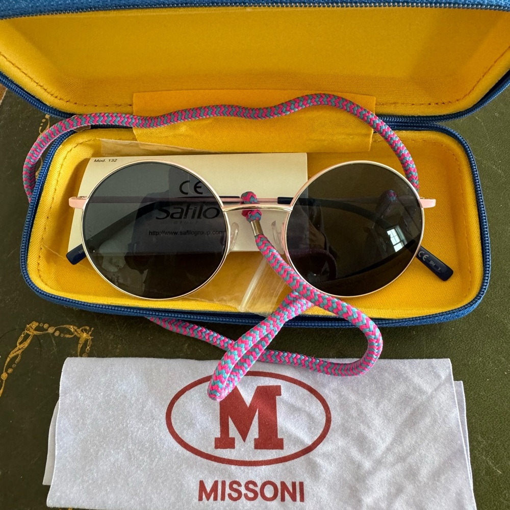 Missoni blue and pink round sunglasses brand new never worn retail $150